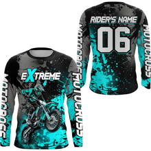 Load image into Gallery viewer, Adult&amp;Kid turquoise custom dirt bike jersey motocross jersey mens women extreme motocross shirt| CTP08