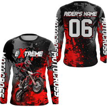 Load image into Gallery viewer, Adult&amp;Kid red custom dirt bike jersey motocross jersey mens women extreme motocross shirt| CTP08