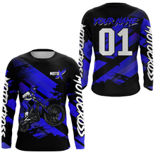 Load image into Gallery viewer, Adult&amp;Kid Blue Custom Dirt Bike Jersey Motocross Jersey Upf30+ Motocross Shirt| CTP79