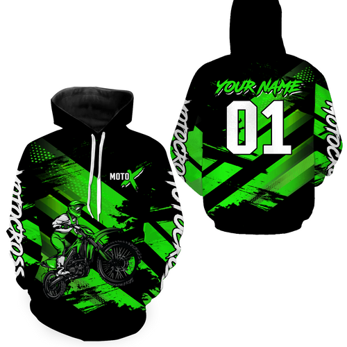 Custom Green Dirt Bike Sweatshirts for Men Women Motocross Hoodie Youth Motorcycle Hoodie| CTP43