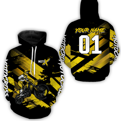 Custom Yellow Dirt Bike Sweatshirts for Men Women Motocross Hoodie Youth Motorcycle Hoodie| CTP43