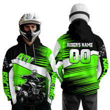 Load image into Gallery viewer, Custom Green ATV Motocross Hoodie Jersey Kids Youth Quad Racing Hoodie Shirt For Men Women NHN001