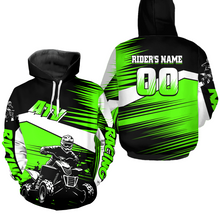 Load image into Gallery viewer, Custom Green ATV Motocross Hoodie Jersey Kids Youth Quad Racing Hoodie Shirt For Men Women NHN001