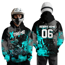 Load image into Gallery viewer, Custom ATV Motocross Hoodie Turquoise Upf30+ Extreme Quad Bike Off-Road Jersey Men Kid Mx Riding Hoodied NHN010