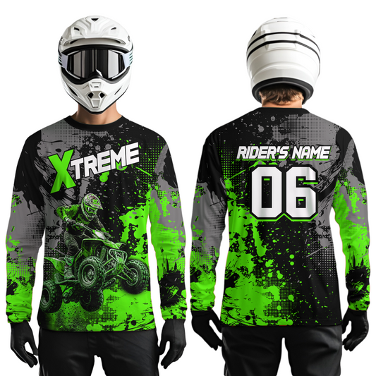 Custom Atv Motocross Shirt Green UPF30+ Extreme Quad Bike Off-Road Jersey Men Kid Mx Riding Shirts NHN010