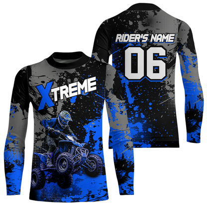 Custom Atv Motocross Shirt Blue UPF30+ Extreme Quad Bike Off-Road Jersey Men Kid Mx Riding Shirts NHN010