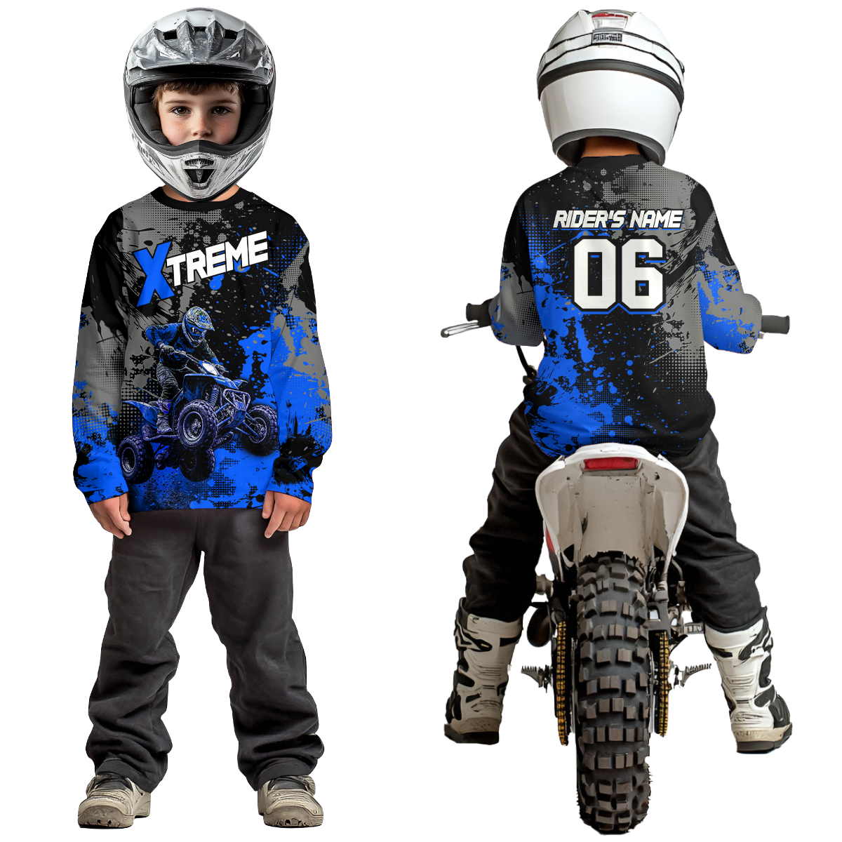 Custom Atv Motocross Shirt Blue UPF30+ Extreme Quad Bike Off-Road Jersey Men Kid Mx Riding Shirts NHN010