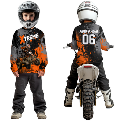 Custom Atv Motocross Shirt Orange UPF30+ Extreme Quad Bike Off-Road Jersey Men Kid Mx Riding Shirts NHN010