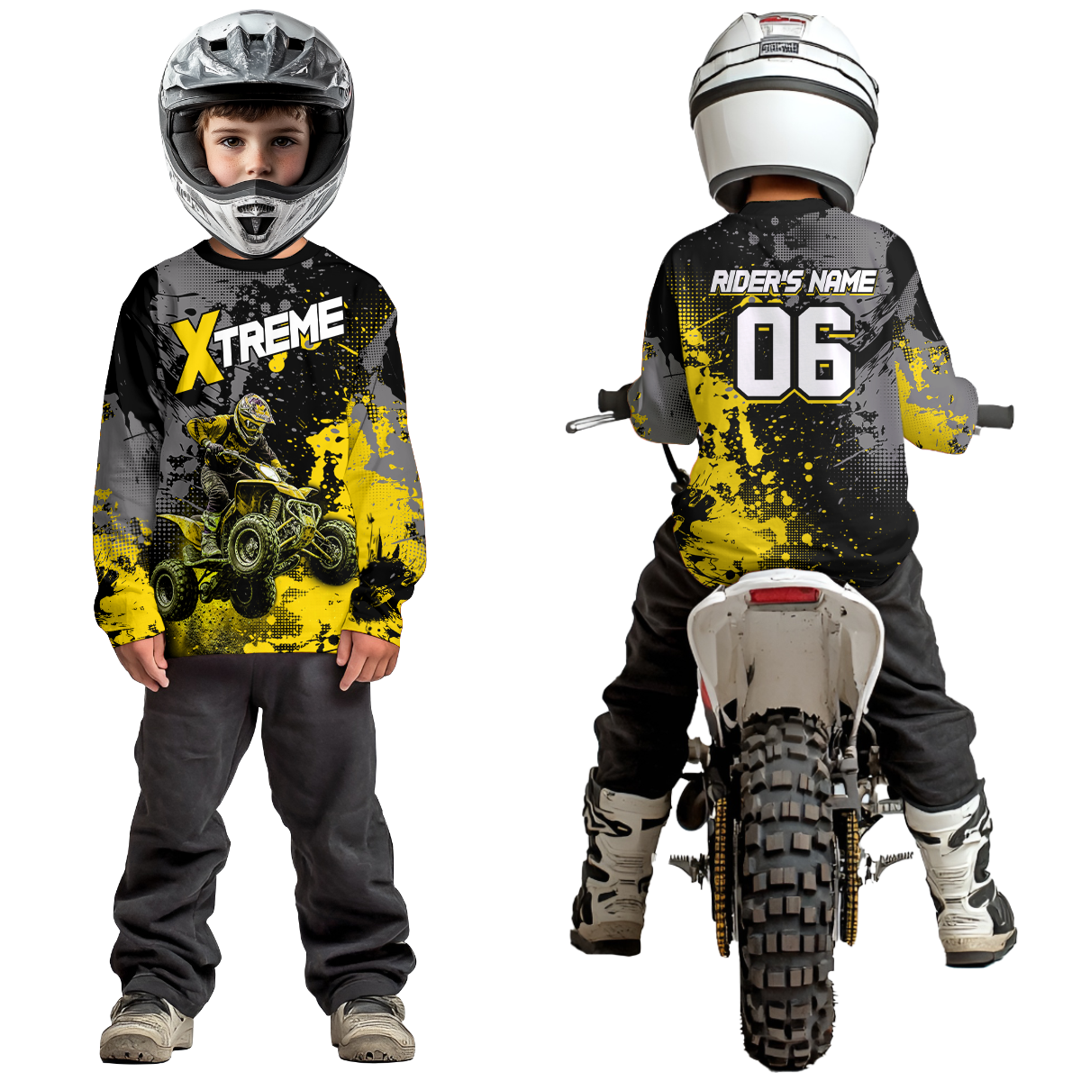 Custom Atv Motocross Shirt Yellow UPF30+ Extreme Quad Bike Off-Road Jersey Men Kid Mx Riding Shirts NHN010