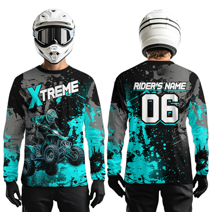 Custom Atv Motocross Shirt Turquoise UPF30+ Extreme Quad Bike Off-Road Jersey Men Kid Mx Riding Shirts NHN010