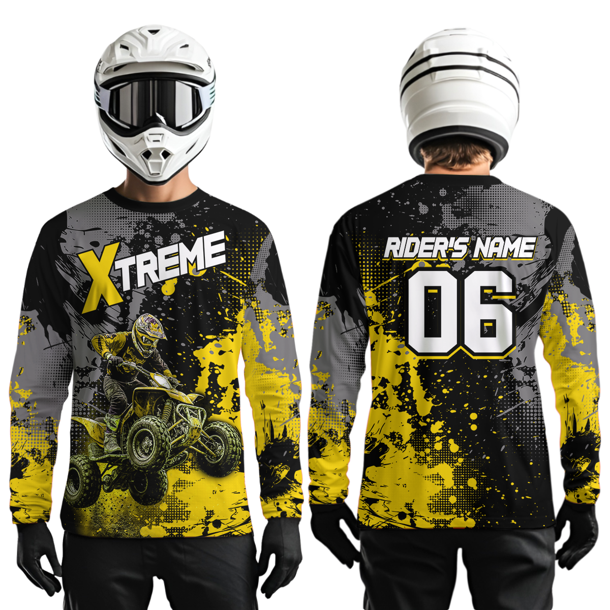 Custom Atv Motocross Shirt Yellow UPF30+ Extreme Quad Bike Off-Road Jersey Men Kid Mx Riding Shirts NHN010
