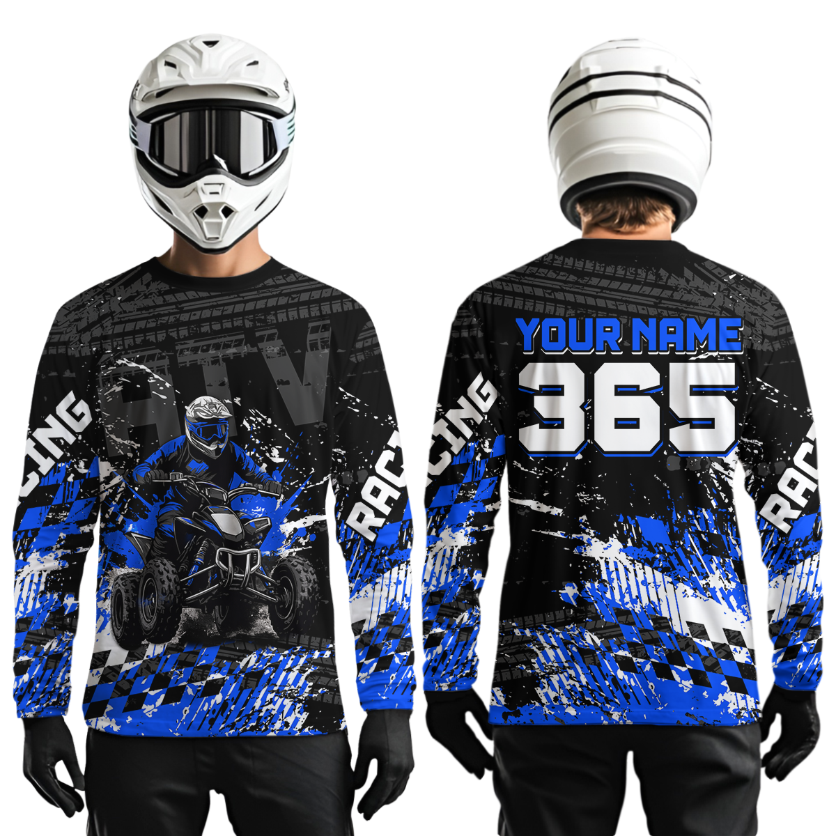 Custom Blue ATV Motocross Jersey Upf30+ Quad Bike Shirt Extreme Racing Adult Youth Off-Road Quad Shirt NHN009