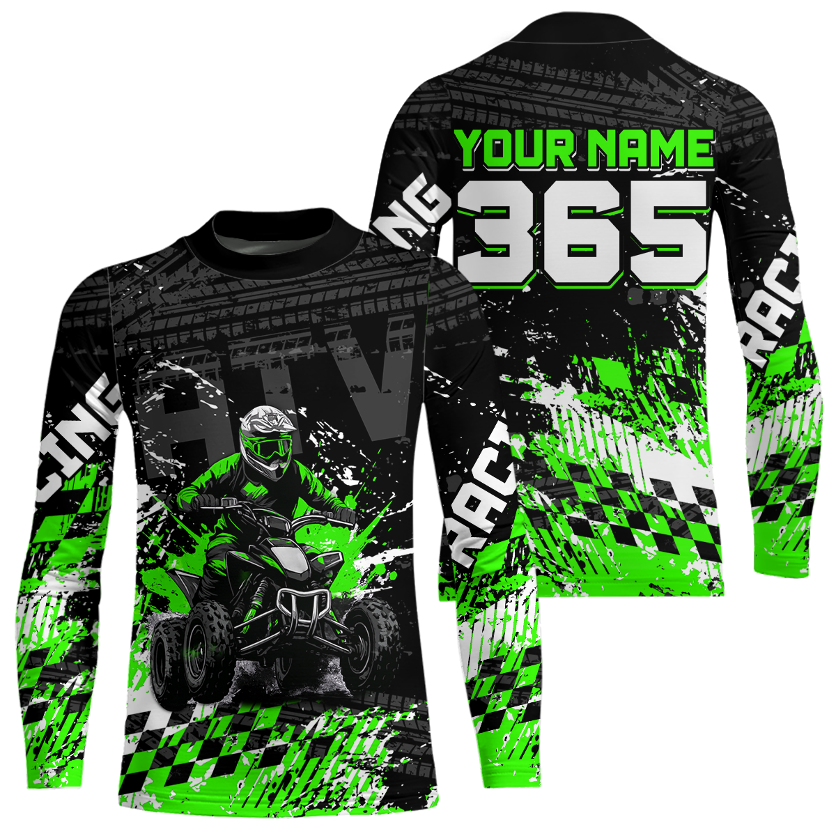 Custom Green ATV Motocross Jersey Upf30+ Quad Bike Shirt Extreme Racing Adult Youth Off-Road Quad Shirt NHN009