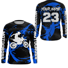 Load image into Gallery viewer, Custom Dirt Bike Jersey Blue Motocross Jersey Upf30+ Mens Women Racing Shirt| CTP28