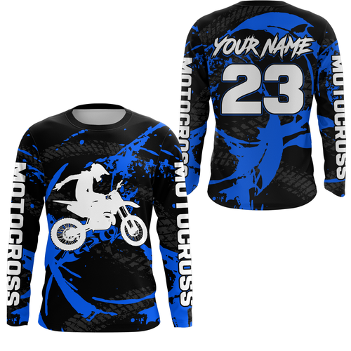Custom Dirt Bike Jersey Blue Motocross Jersey Upf30+ Mens Women Racing Shirt| CTP28