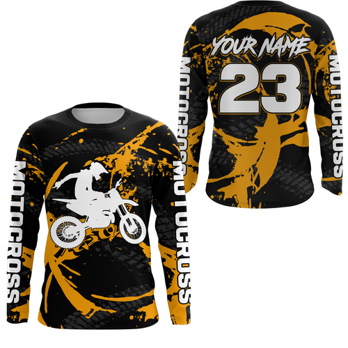 Custom Dirt Bike Jersey Orange Motocross Jersey Upf30+ Mens Women Racing Shirt| CTP28