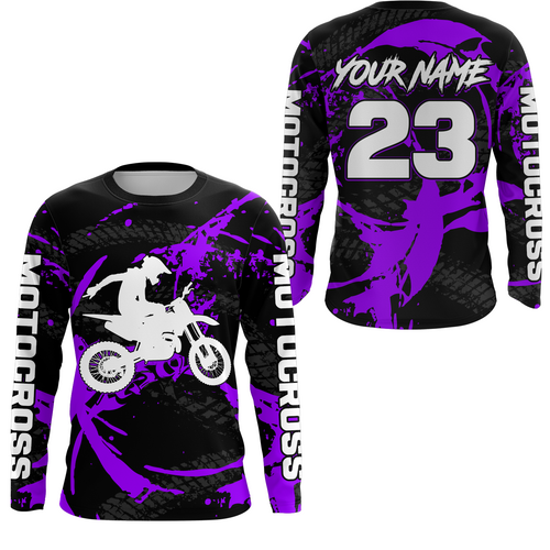 Custom Dirt Bike Jersey Purple Motocross Jersey Upf30+ Mens Women Racing Shirt| CTP28