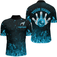 Load image into Gallery viewer, Blue Flame Bowling Jersey Men And Women Custom Bowling Shirts Unisex Polo Bowling Team Shirt CP21
