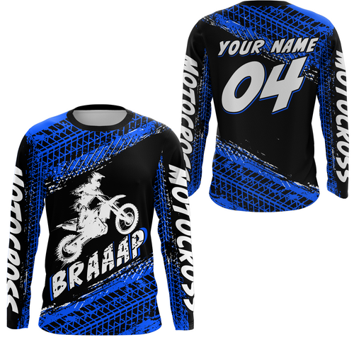 Custom Dirt Bike Jersey Blue Motocross Jersey Upf30+ Mens Women Racing Shirt| CTP27