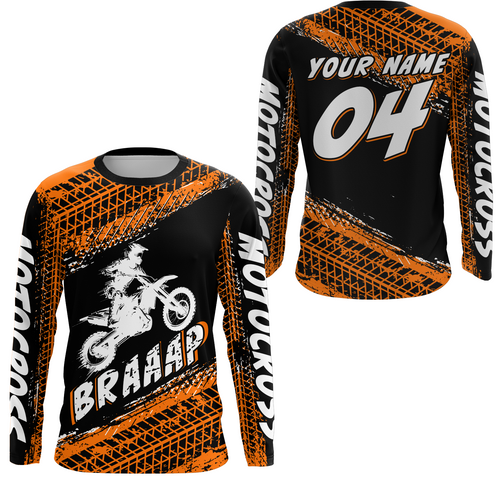Custom Dirt Bike Jersey Orange Motocross Jersey Upf30+ Mens Women Racing Shirt| CTP27