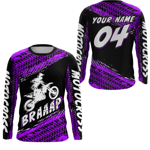 Custom Dirt Bike Jersey Purple Motocross Jersey Upf30+ Mens Women Racing Shirt| CTP27