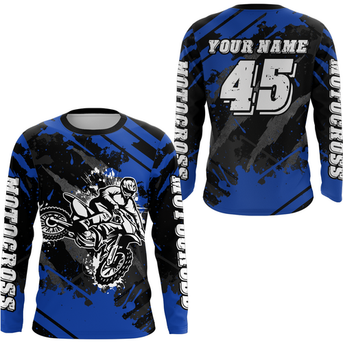 Custom Blue Motocross Jersey for Men Women Upf30+ Dirt Bike Shirt Motorcycle Jersey| CTP101