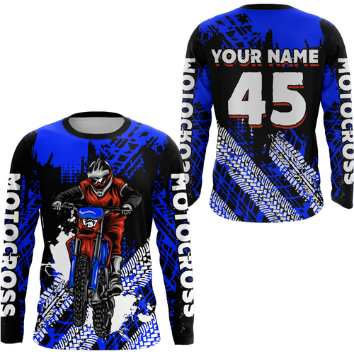 Custom Blue Motocross Jersey for Men Women Upf30+ Dirt Bike Shirt Racing Jersey| CTP102