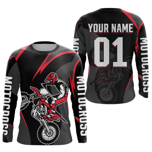 Adult & Kid Custom Red and Black Motocross Jersey Dirt Bike Shirt Motorcycle Jersey Team Shirt MX Jersey| CTP106