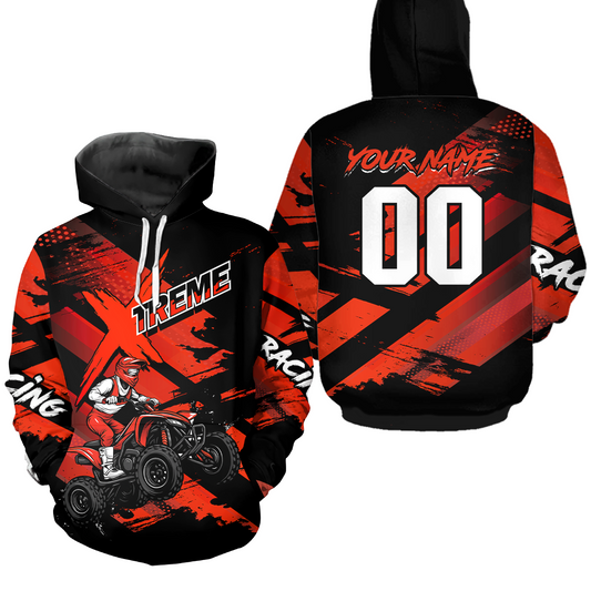 Personalized Atv Motocross Hoodie For Adult&Kid Upf30+ Red Quad Bike Shirt Off-Road Atv Mx Racing NHN012