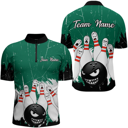 Green Bowling Jersey Men And Women Custom Funny Bowling Shirts Unisex Polo Bowling Team Shirt CP15