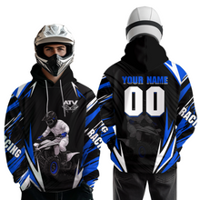 Load image into Gallery viewer, Blue Atv Motocross Hoodie Adult Youth Kid Upf30+ Custom Quad Bike Shirt Boys Girls Extreme Off-Road Racing Hooded  NHN011