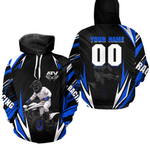 Load image into Gallery viewer, Blue Atv Motocross Hoodie Adult Youth Kid Upf30+ Custom Quad Bike Shirt Boys Girls Extreme Off-Road Racing Hooded  NHN011