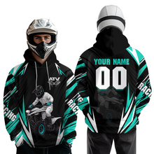 Load image into Gallery viewer, Turquoise Atv Motocross Hoodie Adult Youth Kid Upf30+ Custom Quad Bike Shirt Boys Girls Extreme Off-Road Racing Hooded  NHN011