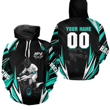 Load image into Gallery viewer, Turquoise Atv Motocross Hoodie Adult Youth Kid Upf30+ Custom Quad Bike Shirt Boys Girls Extreme Off-Road Racing Hooded  NHN011