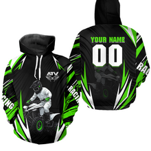 Load image into Gallery viewer, Green Atv Motocross Hoodie Adult Youth Kid Upf30+ Custom Quad Bike Shirt Boys Girls Extreme Off-Road Racing Hooded  NHN011