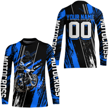 Load image into Gallery viewer, Adult&amp;Kid Blue Dirt Bike Jersey Motocross Jersey Upf30+ Custom Mens Women Off-Road Jersey| CTP05