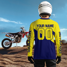 Load image into Gallery viewer, Blue Yellow Motocross Racing Jersey Dirt Bike Shirt Men Kid Women Motorcycle Shirt XM364