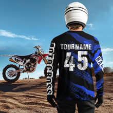 Load image into Gallery viewer, Custom Blue Motocross Jersey Racing Shirts UPF30+ Dirt Bike Jersey Kid Men Women DNT09