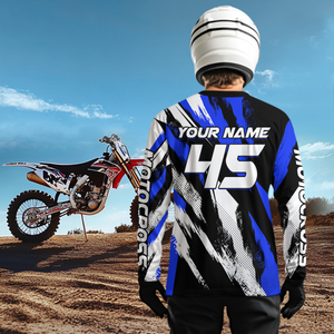 Personalized Blue Motocross Racing Jersey Men Women Kid Upf30+ Dirt Bike Jersey Shirt Racing Jersey DNT03