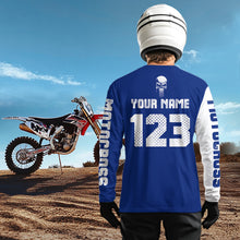 Load image into Gallery viewer, Custom Skull Motocross Jersey for Kid Men Women Blue Skull Dirt Bike Racing Shirt XM335