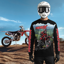 Load image into Gallery viewer, Black Motocross Jersey Custom Dirt Bike Shirts Men Kid Women Riding Moto Shirts XM336