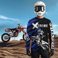 Load image into Gallery viewer, Custom Blue Motocross Jersey Racing Shirts UPF30+ Dirt Bike Jersey Kid Men Women DNT09