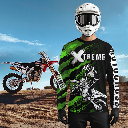 Custom Green Motocross Jersey Racing Shirts UPF30+ Dirt Bike Jersey Kid Men Women DNT09