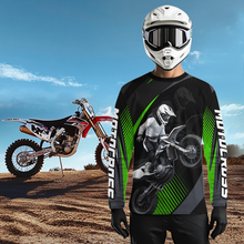 Load image into Gallery viewer, Custom Green Motocross Shirts Racing Jersey UPF30+ Dirt Bike Jersey Kid Men Women DNT07