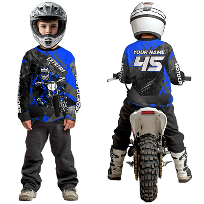 Blue Youth Motocross Shirts Custom MX Racing Extreme Shirts Kid Men Women UPF30+ DNT34
