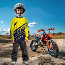 Load image into Gallery viewer, Blue Yellow Motocross Racing Jersey Dirt Bike Shirt Men Kid Women Motorcycle Shirt XM364