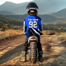 Load image into Gallery viewer, Personalized Blue Racing Jersey Motocross for Men Women Kid Upf30+ Youth Off-Road Racing Jersey DNT02