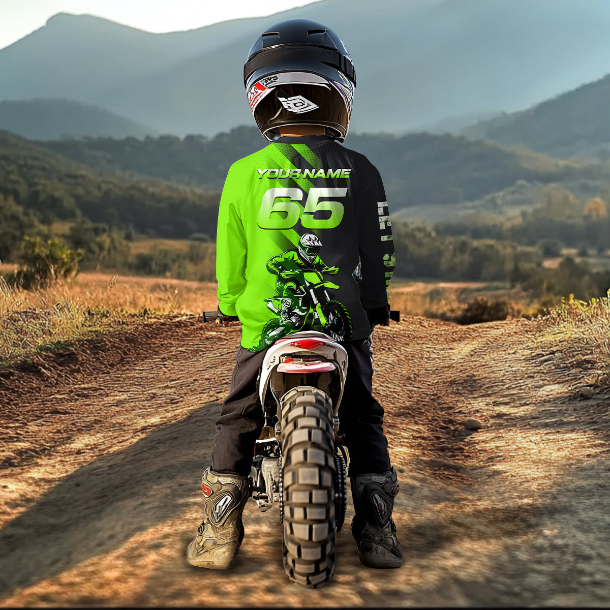 Custom Green Motocross Jersey Dirt Bike Off-road Jersey for Men Kid Women Boys Girls XM358