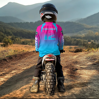 Pink Motocross Racing Jersey UPF30+ MX Racing Dirt Bike Jersey Kid Men Women DNT04
