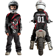 Load image into Gallery viewer, Adult &amp; Kid Custom Red and Black Motocross Jersey Dirt Bike Shirt Motorcycle Jersey Team Shirt MX Jersey| CTP106